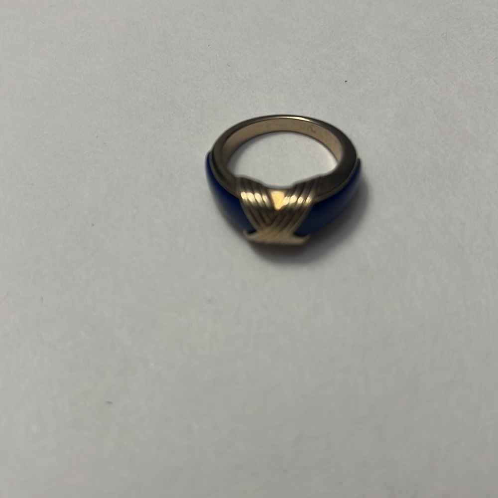 Vintage Avon Faux Lapis Criss Cross Ring Sz 5 - Picture 6 of 6